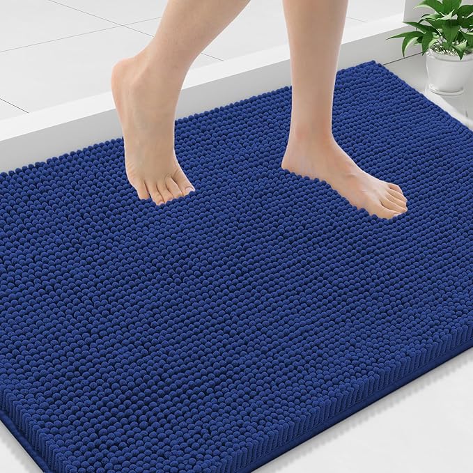 Smiry Luxury Chenille Bathroom Rugs 36x24, Extra Soft and Absorbent Shaggy Bath Mat, Machine Washable, Non-Slip Plush Carpet Runner for Tub, Shower, and Floor, Home Decor Accessories, Royal Blue by Smiry