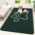 OLANLY Dog Door Mat for Muddy Paws 59x35, Paw Print Design, Absorbs Moisture and Dirt, Absorbent Non-Slip Washable Doormat, Quick Dry Chenille Mud Mat, Entry Indoor Entryway Carpet, Blackish Green by OLANLY
