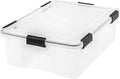 IRIS USA 41 Quart WEATHERPRO Plastic Storage Box with Durable Lid and Seal and Secure Latching Buckles, Clear with Black Buckles, 1 Pack by IRISUSA