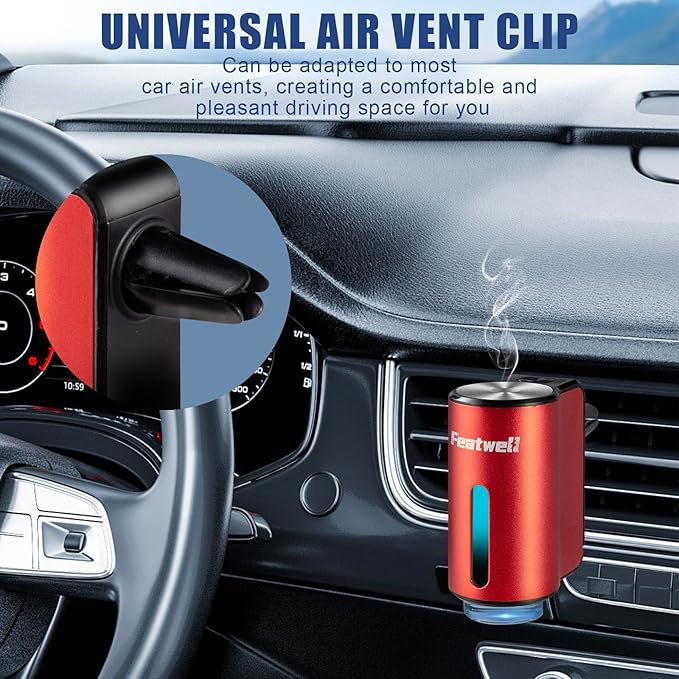 Featwell Car Aromatherapy/Fragrance car Air fresheners/Humidifier Essential Oil Diffuser for Vehicle (Red) - Image 4
