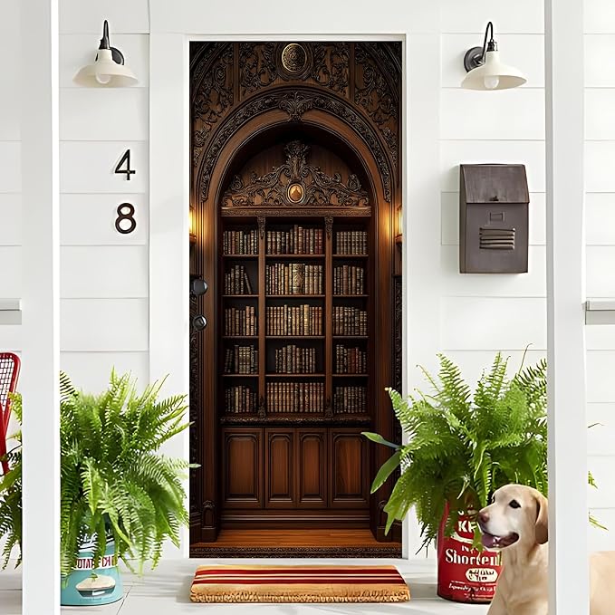 3D Door Decals Stickers Peel Stick Wall Murals Vinyl Wallpaper Self-Adhesive Mural Door Covers Decorative for Furniture Home Decor Wrinkle-Resistant Waterproof - Image 4