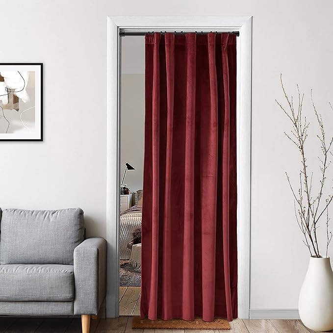 Burgundy Curtains for Bedroom,Blackout Velvet Victorian Room Darkening Insulating Thermal Drapes for Living Room,Back Tab Rod Pocket Single Curtain Panel,52 in Wide by 80 inch Long,Dark Wine Red by %E2%80%9CX%E2%80%9Dforextremeperfection