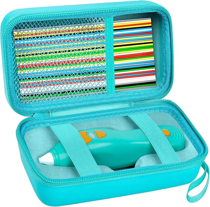 ANKHOH Case for 3Doodler Start+ Essentials 3D Pen for Kids, EVA Shell/Wrist Strap, Drop-Proof Water-Resistant, Stores for 3Doodler Pen Filament USB for Travel/Home/School (Box Only) All Green by Ankhohstoragehardcase