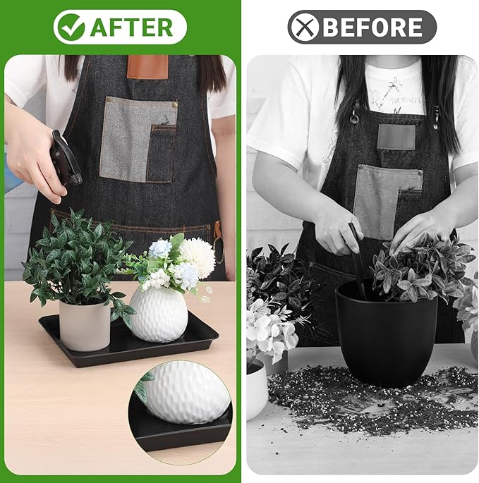 GREANER 10 Inch Plastic Plant Tray Saucer Rectangular, Black Heavy Duty Plant Trays No Holes, Humidity Trays for Indoor Outdoor Plants(3 Packs) - Image 5