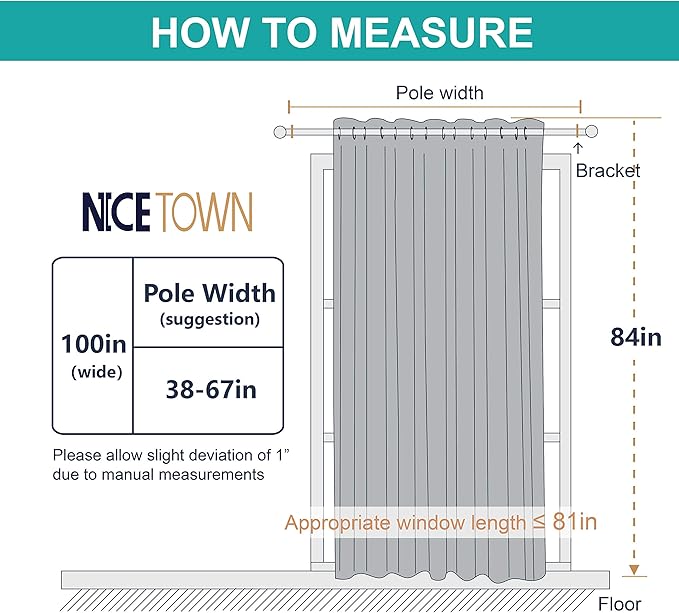 NICETOWN Wall to Wall Room Dividers Curtain for Patio Sliding Door, Insulated Blackout Blind, Extra Wide Curtain for Studio/Villa/Hall/Parlor (Biscotti Beige, 1 Piece, 8.3ft Width x 7ft Length) - Image 4