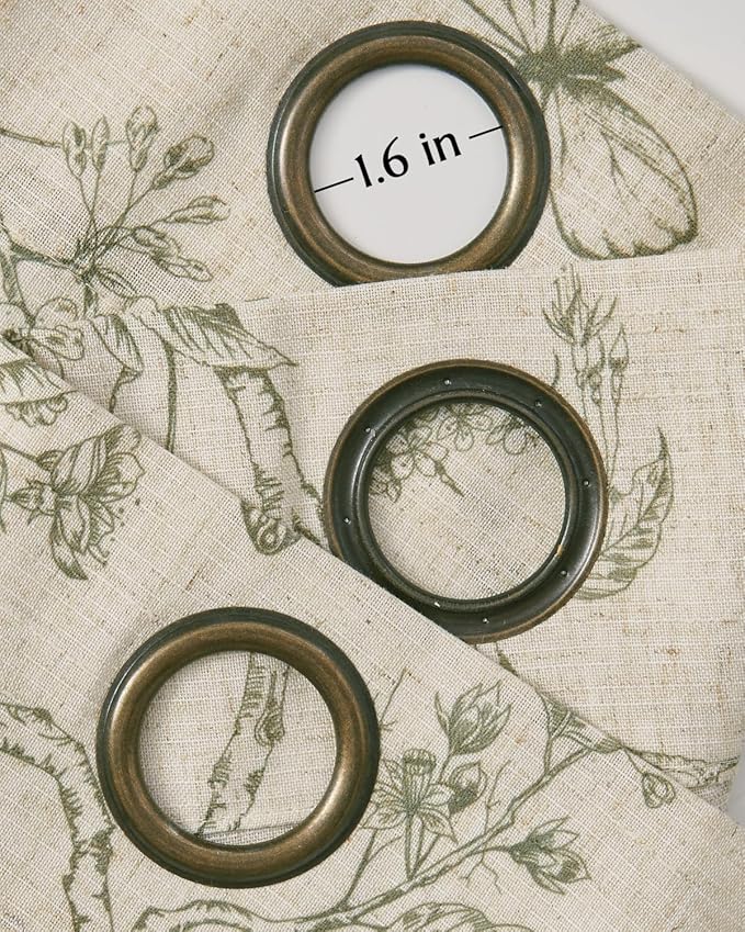 jinchan Floral Linen Curtains for Living Room 84 Inch Length Butterfly Curtain Sage Green Floral Curtains French Country Farmhouse Curtain Flower Patterned Drapes Window Treatment Set 2 Panels - Image 6