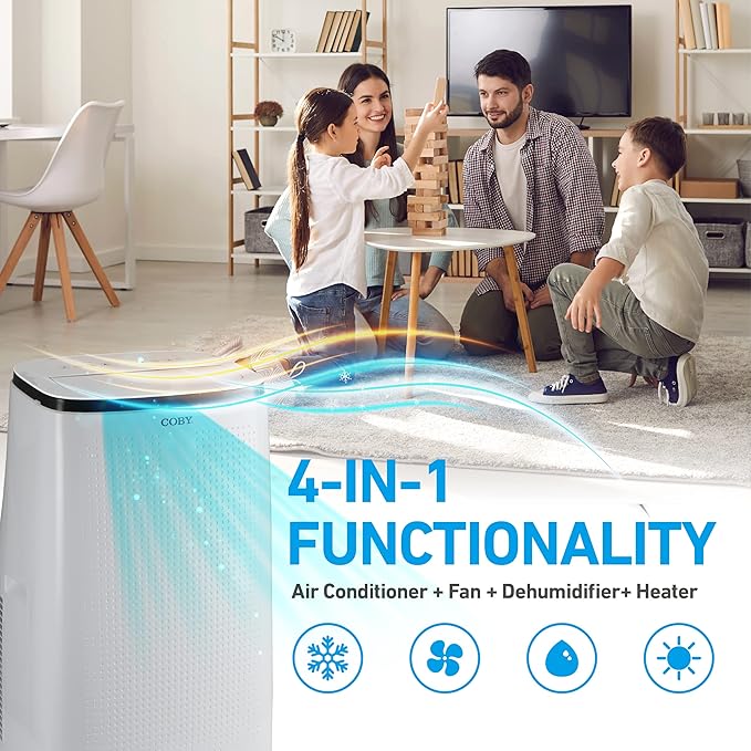 COBY Portable Air Conditioner 4-in-1 AC Unit, Heater, Dehumidifier & Fan, Air Conditioner 15,000 BTU Portable AC Unit with Remote Control for Rooms up to 775 Sq. Ft., 24-Hour Timer, & Installation Kit - Image 2