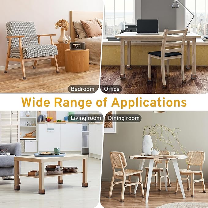 24PCS Extra Small Chair Leg Floor Protectors, Furniture Sliders, Chair Leg Protectors for Hardwood Floors, Non-Slip Felt Furniture Pads, Square Silicone Cap Covers to Protect Floors(Fit 0.5" - 0.75") - Image 7