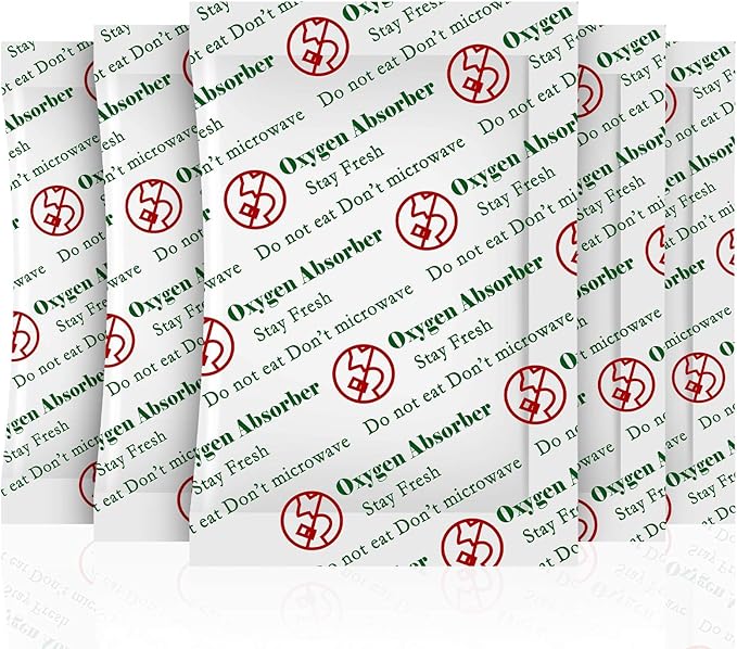 SurpOxyLoc 100 Sachets 200cc Oxygen Absorbers for Food Storage, Food Grade, Disposable, Sealed Packets, Red, Polyester, Hook & Loop Closure, Retains Flavors, Extends Shelf Life by SurpOxyLocDirect