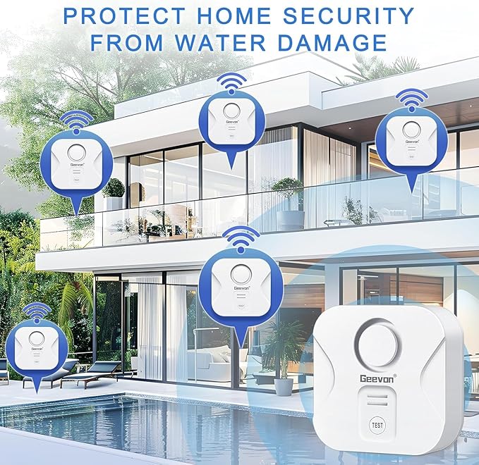 Geevon 10 Pack Water Leak Detectors for Home, 100dB Water Sensor Alarm Flood Leakage Detection Devices for Bathroom, Basements, Laundry Rooms, Kitchen, IP56 Waterproof(Battery＆Screwdriver Included) - Image 9