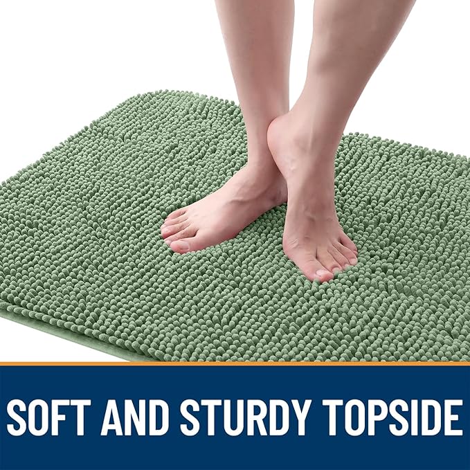 OLANLY Dog Door Mat for Muddy Paws 40x32, Absorbs Moisture and Dirt, Absorbent Non-Slip Washable Doormat, Quick Dry Chenille Mud Mat, Entry Indoor Entryway Carpet for Inside Floor, Olive Green - Image 4
