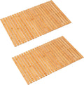 Bath Mat Bathroom Rugs Floor Wood Shower Bathtub Waterproof Non Slip Natural Accessories 16x24 Inch Easy to Clean, 2 pcs by Fovlaurs