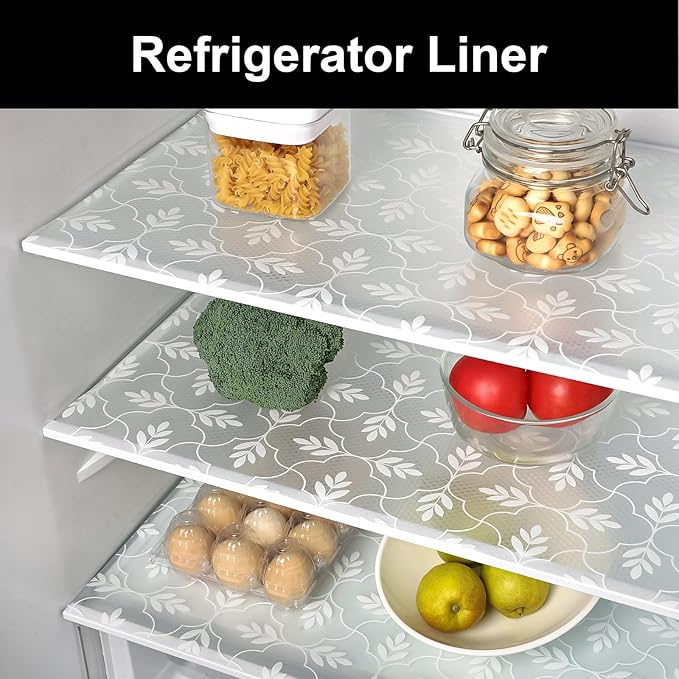 Cooyes Shelf Liners for Kitchen Cabinets Waterproof & Oil-Proof Kitchen Cupboard Mats Non-Slip Drawer Mats EVA Material Non Adhesive Fridge Liner for Shelves（17.5" W x 197" L） - Image 4