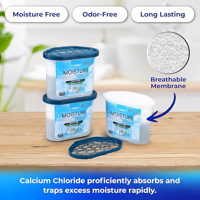 Moisture Absorber Fresh Cotton 10.5 oz/300g | Removes Moisture, Damp & Humidity | Odor Absorber With Fresh Cotton Fragrance | Moisture Trap for Bathroom, Closet, Kitchen | Set of 4 - Image 4