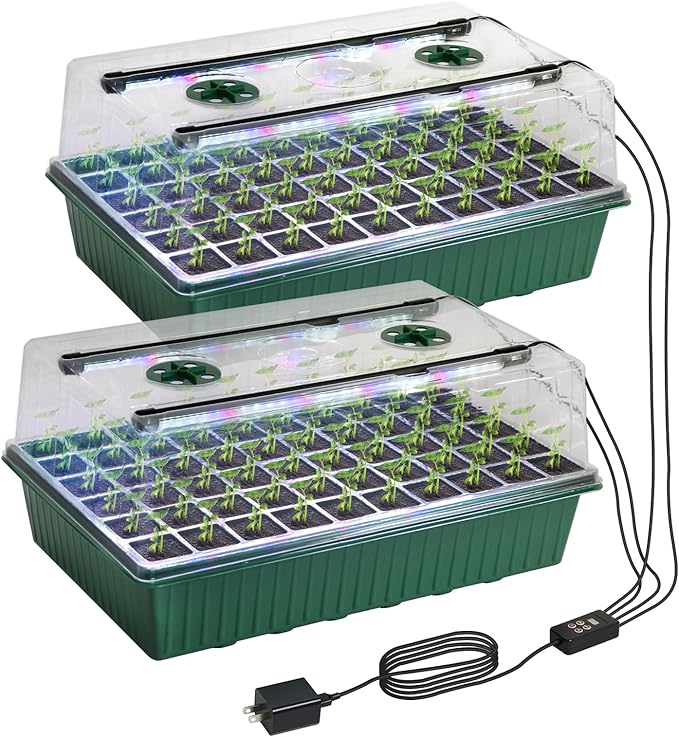 TONYFUL Seed Starter Tray with Grow Light, 120-Cell Seed Starter Kit with 4.07” Humidity Dome, Indoor Seedling Starter Tray, Seed Starting Tray for Plant Germination, Seeds Growing by TONYFUL
