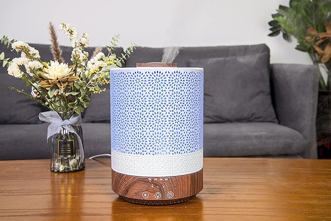 BlueHills 2500 ML XL Essential Oil Diffuser for Large Room Aroma Humidifier Home Decor Bed Baby Room Big Huge 2.5 L Capacity Long Run Color Lights Decorative Design High Mist Dark Wood Grain F004 - Image 2
