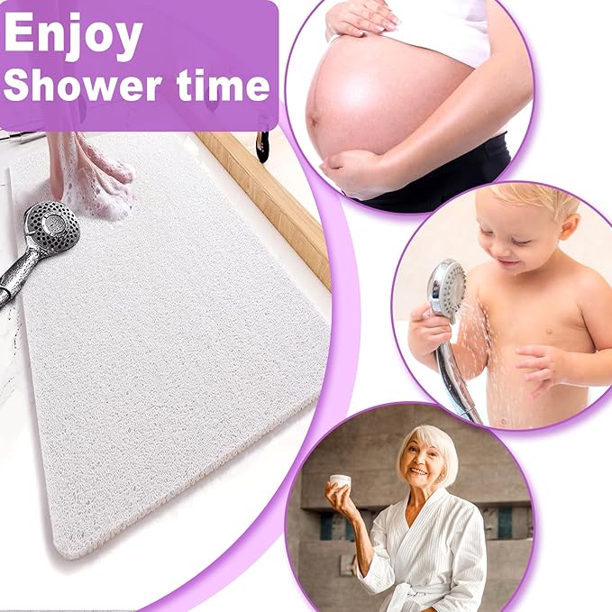 Shower Mats Non Slip,16x36'' Long Bathtub Mat Non-Slip for Bathroom Tub Showers Anti Slip for Elderly,Loofah Anti Slip Shower Matt,Shower Stall Mat for Inside Shower-White - Image 5