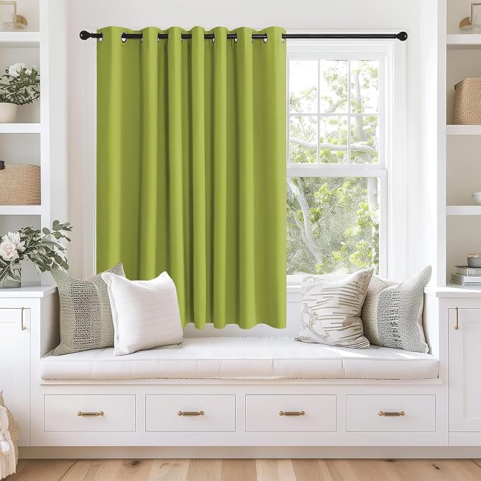 NICETOWN Blackout Curtains 63 inches Long for Living Room Bedroom, Grommet Thermal Insulated Room Divider Drape Window Treatment for Sliding Patio Door, W100 x L63, 1 Panel, Fresh Green by NICETOWN
