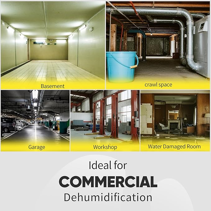 190Pints Commercial Dehumidifier for Basements with Pump Drain Hose, LGR Dehumidifiers with Wheels, Crawl Space Dehumidifier for Basement, Warehouse and Garages Up to 6000Sq, Yellow-2026 Upgraded-3PC - Image 5