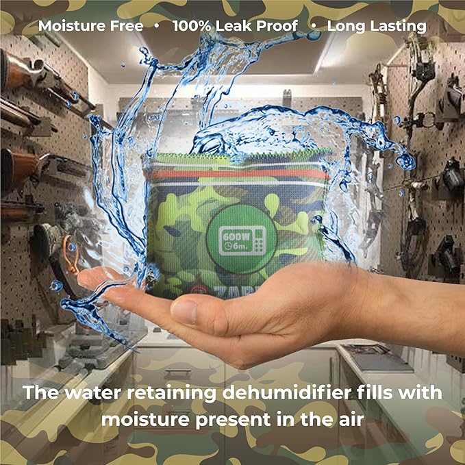 Gun Safe Dehumidifier Camouflage - Rechargeable Desiccant Dehumidifier Bags - Reusable & Absorbs Moisture & Humidity - 4x Pack - Image 4