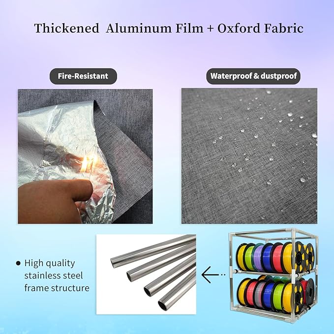 3D Printer Filament Storage Box Large, 2 Tiers Dual-Row Metal Filament Storage Rack with Fire-Resistant Enclosure Cover Tent, Holds Up to 24 Rolls of Filaments, Ideal for Home, Office Workshop, Studio - Image 4