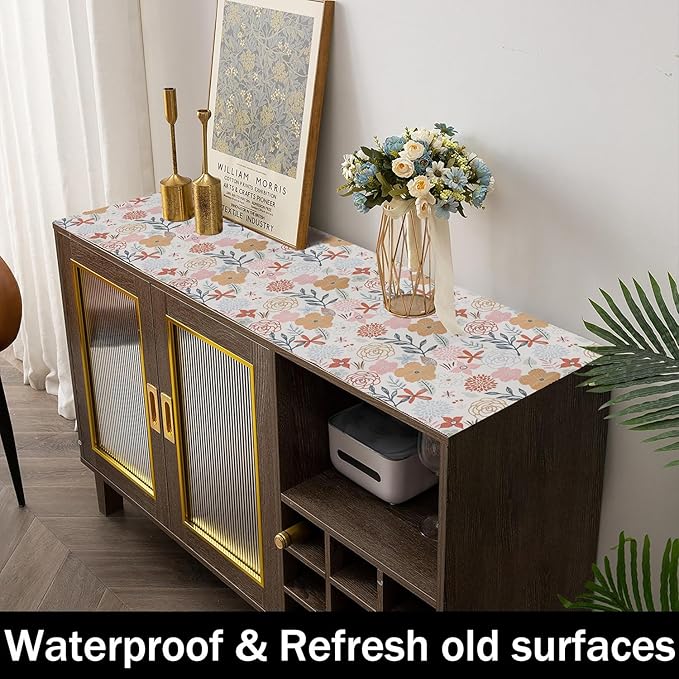 Simple Non-Slip Shelf Liner, 16IN x 10FT Non-Adhesive and Strong Non-Slip Floral Shelf Cabinet Drawer Liners for Kitchen, Waterproof Cupboard Liners,Easy to Clean,White and Colorful - Image 8