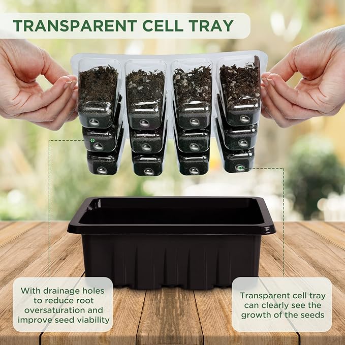 Seedfactor Seed Starter Tray with Light, 6PCS Seed Starter Kit with Grow Light, Seedling Starter Trays with Humidity Domes, Covers Height 3.9", Indoor Gardening Plant Germination Trays - Image 5