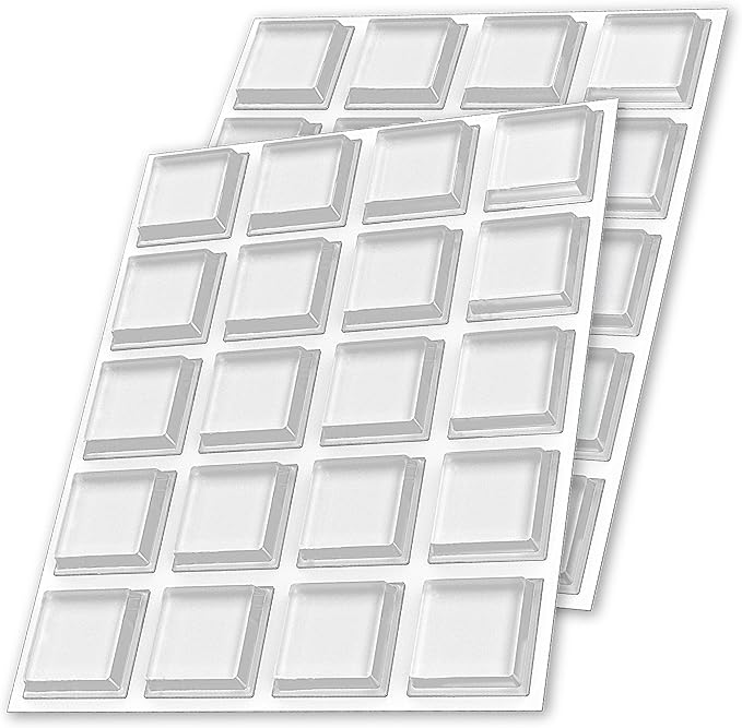 Clear Rubber Bumpers Large - Rubber Feet for Cutting Boards - Glass Table Top Bumpers, Picture Frame Spacers, Self Adhesive Furniture Pads - 1 Inch Square Self Stick Pads - 40 PCs - Image 7
