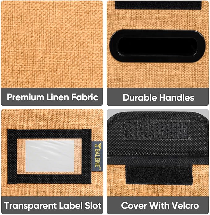 BALEINE File Organizer Box with Lid, Collapsible File Folder Organizer with Plastic Slide, Hanging File Folder Box for Office Document Storage (2 Pack, Orange, S) - Image 6