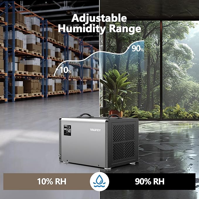 Yaufey 158 Pints Commercial Dehumidifier with Pump and Drain Hose for Crawlspace, Basements, Industrial Space, large room for Space up to 7500 Sq. Ft. - Auto Defrost, 5-Year Quality Coverage - Image 3