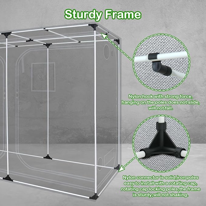 Grow Tents 96"x48"x78" High Reflective Grow Tent Indoor Grow Room for Planting Fruit Flower Veg with Removable Water-Proof Floor Tray 8x4 - Image 7