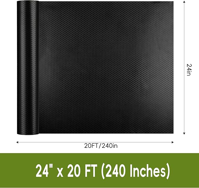 Extra Large Black Shelf Liner Roll, Peel and Stick Non Slip Cabinet Liner 24" x 20 FT, Waterproof Heavy Duty Shelf Paper for Kitchen & Storage - Image 2