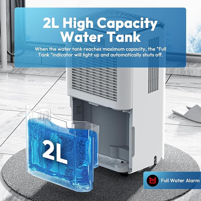 2000 Sq.ft Dehumidifier for Basement, LUKO 30 Pint Dehumidifier with Drain Hose for Continuous Drainage, Intelligent Humidity Control Panel and 24H Timer, 3 Modes, Child Lock, Auto Defrost - Image 7