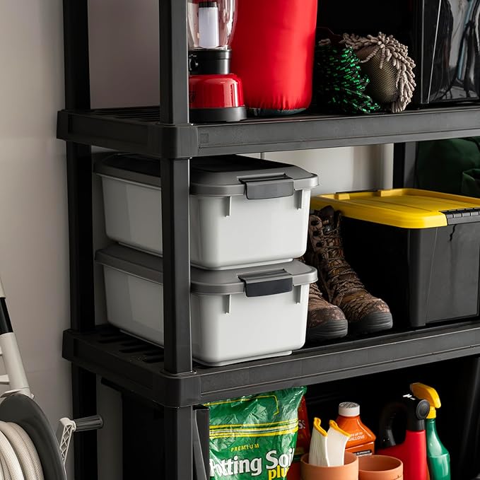 IRIS USA WeatherPro Airtight Pet Food Storage Container, Up to 14 lbs, Dog Cat Bird and Other Pet Food Storage Bin Keep Pests Out Translucent Body BPA Free Stackable, 2 Pack, Gray - Image 3