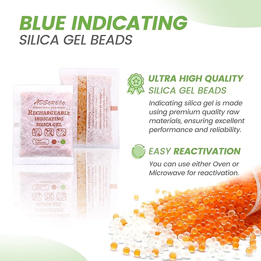 ADSorbco 50 Gram (8 Pack) Silica Gel Packets – Desiccant Packs for Storage, Reusable Moisture Absorbers with Color Change, Orange to Green, for Food, Electronics, Jewelry, Safes - Image 5