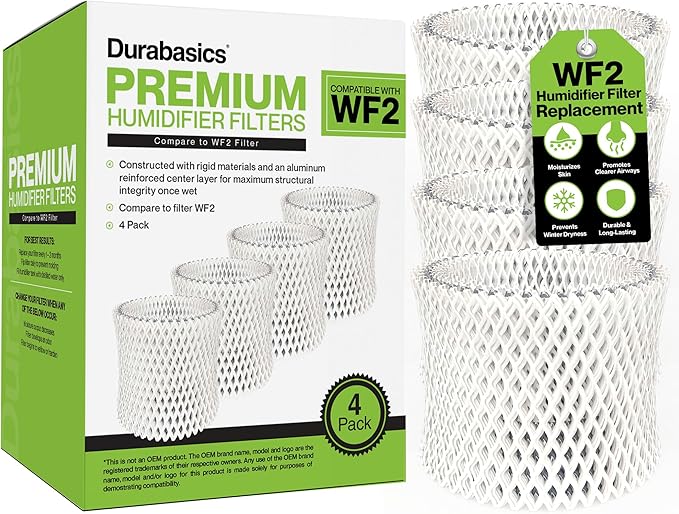 Durabasics [4 Pack] Humidifier Filters Compatible with Vicks Humidifier Filter Replacement - WF2 Humidifier Filter - Compatible with Vicks Starry Night Cool Mist Filters & Kaz Filters by Durabasics