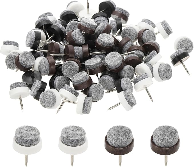 PATIKIL 17 mm Nail-on Felt Pads, 72 Pcs Round Felt Furniture Sliders Pads Heavy Duty Floor Protectors for Wooden Chair Sofa Cabinet Table Leg Feet Hardwood Floors, Black/Brown/White by PATIKIL