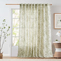 jinchan Linen Floral Curtains Extra Wide for Patio Sliding Glass Door Room Divider Curtain for Living Room Drapes 96 Inch Length Farmhouse Peony Green Printed Curtain Set 1 Panel by JINCHAN