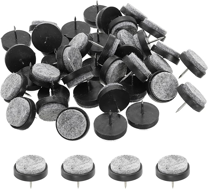 PATIKIL 28 mm Nail-on Felt Pads, 72 Pcs Round Felt Furniture Sliders Pads Heavy Duty Floor Protectors for Wooden Chair Sofa Cabinet Table Leg Feet Hardwood Floors, Black by PATIKIL