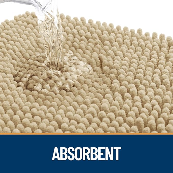 OLANLY Dog Door Mat for Muddy Paws 24x16, Paw Print Design, Absorbs Moisture and Dirt, Absorbent Non-Slip Washable Doormat, Quick Dry Chenille Mud Mat for Dogs, Entry Indoor Entryway Carpet, Beige - Image 3
