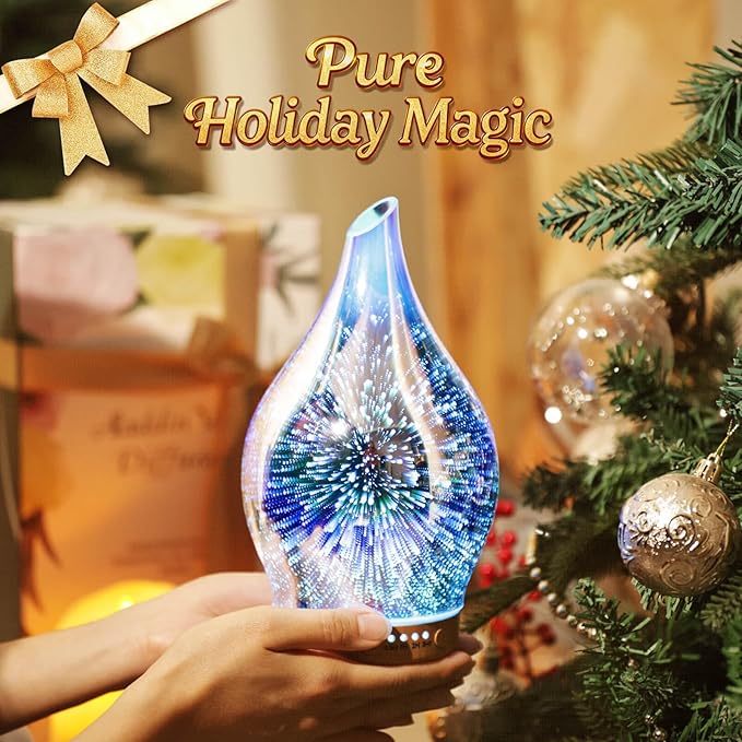 Porseme Oil Diffuser 3D Glass Aromatherapy Ultrasonic Humidifier, Air Refresh Auto Shut-Off, Timer Setting, BPA Free for Home Hotel Yoga Leisure SPA Gift 150ml Last 6H - Image 6
