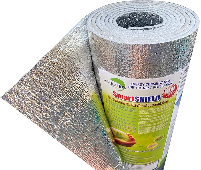 INSULATION MARKETPLACE SmartSHIELD -3mm 24inx10Ft ReflectiveINSULATION Roll, Foam Core Radiant Barrier, ThermalINSULATION Shield - Engineered Foil by INSULATIONMARKETPLACE