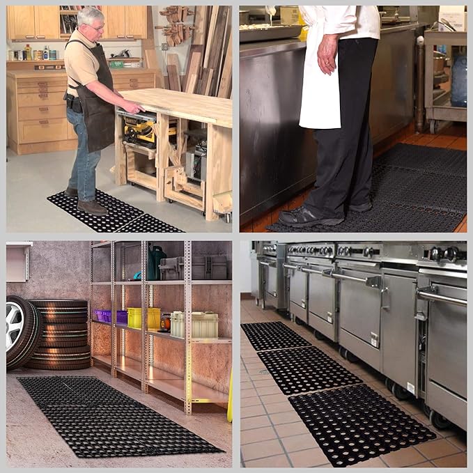 SafetyCare Interlocking Rubber Drainage Floor Mat - Anti-Fatigue - 24 x 16 inches - 1 Mat - Image 3