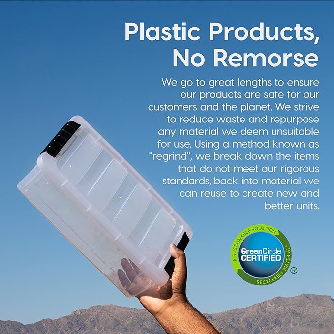 IRIS USA 32 QT Plastic Storage Box with Lid and Latches - 6 Pack - BPA-Free, See-Through Organizing Solution, Durable Nestable Stackable Containers, Secure Pull Handle - Clear - Image 4