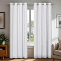 Deconovo White Curtains, Room Darkening Living Room Curtain, Thermal Insulated Soundproof Drapes, Hexagon Silver Print Pattern, 52 x 72 Inch, Grommet Panel for Bedroom Kitchen Office Nursery, Set of 2 by Deconovo