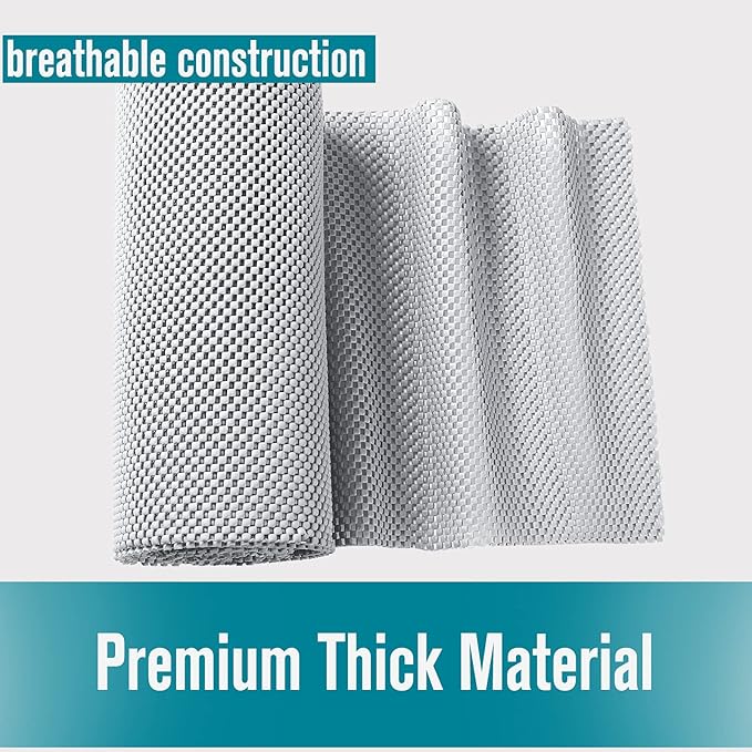 Drawer Shelf and Cabinet Liner, Thick Strong Grip, Non-Adhesive Liners Protect Kitchen Cabinets and Cupboard, Bathroom Drawers, Easy Install, Breathable Mat, 20 Inches x 20 Feet, White - Image 5