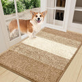 Smiry Dog Door Mat for Muddy Paws, Absorbs Moisture and Dirt, Low-Profile Entryway Mat with Non-Slip Backing, Entry Indoor Outdoor Doormat for Inside Floor (36x24 Inches, Camel, Striped) by Smiry