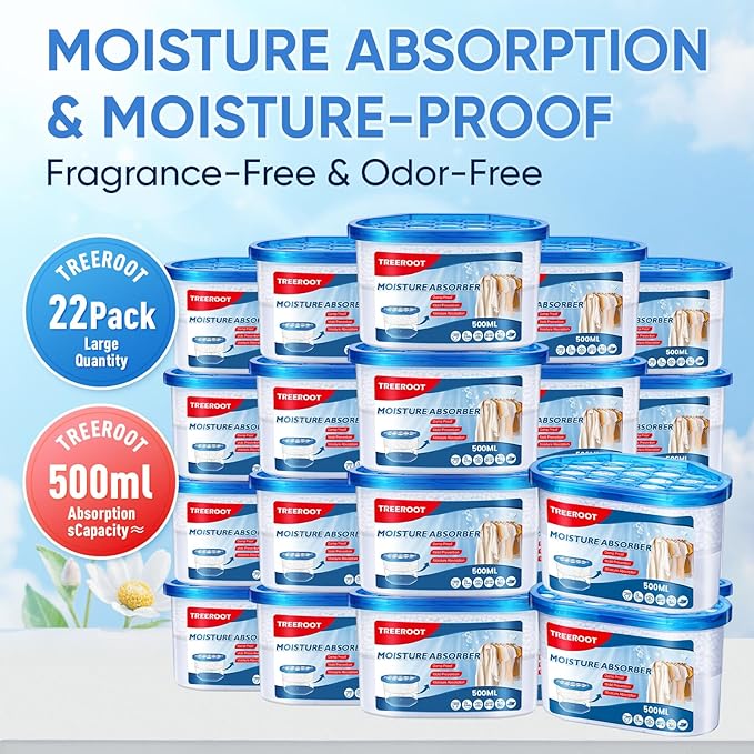 22Pack Moisture Absorbers, 10.6OZ Humidity Absorber Bucket, Moisture Absorbers for Closet, Dehumidifier Bucket for Wardrobes、 Kitchens and Bathrooms, Fragrance Free Humidity Absorber - Image 2