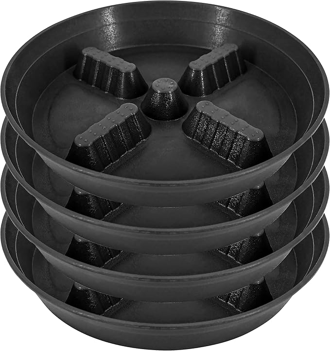 4 Pack Plant Saucer 10 inch, 8 12 14 17 inch, Plant Stand Plastic Plant Saucers for Indoors Outdoor, Heavy Duty Flower Plant Risers for Inside Pots, Pot Saucers for Plants, Grow Bags Saucers by Unknown