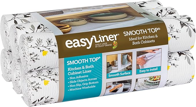 Smooth Top EasyLiner for Cabinets & Drawers - Easy to Install & Cut to Fit - Shelf Paper & Kitchen Drawer Liner Non Adhesive - Non Slip Shelf Liner - 12 Inch Width - 60 Total Feet - Dark Gray Branch by DuckBrand